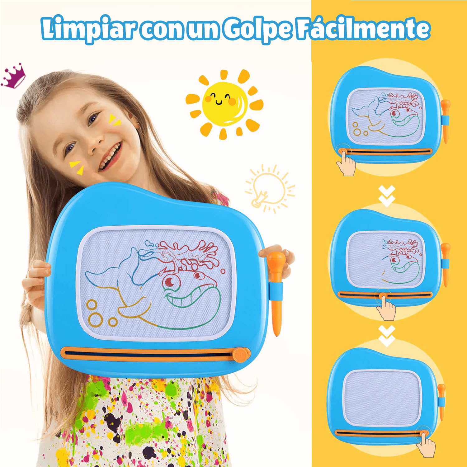 Smasiagon Juguetes Niños 1 2 3 Años, Pizarra Magnetica Infantil, Colorido Tableta Dibujo Magnético con Patas, Juguetes Educativos y Regalo Cumpleaños para Niñas Niños de 1-3 Años (Azul)