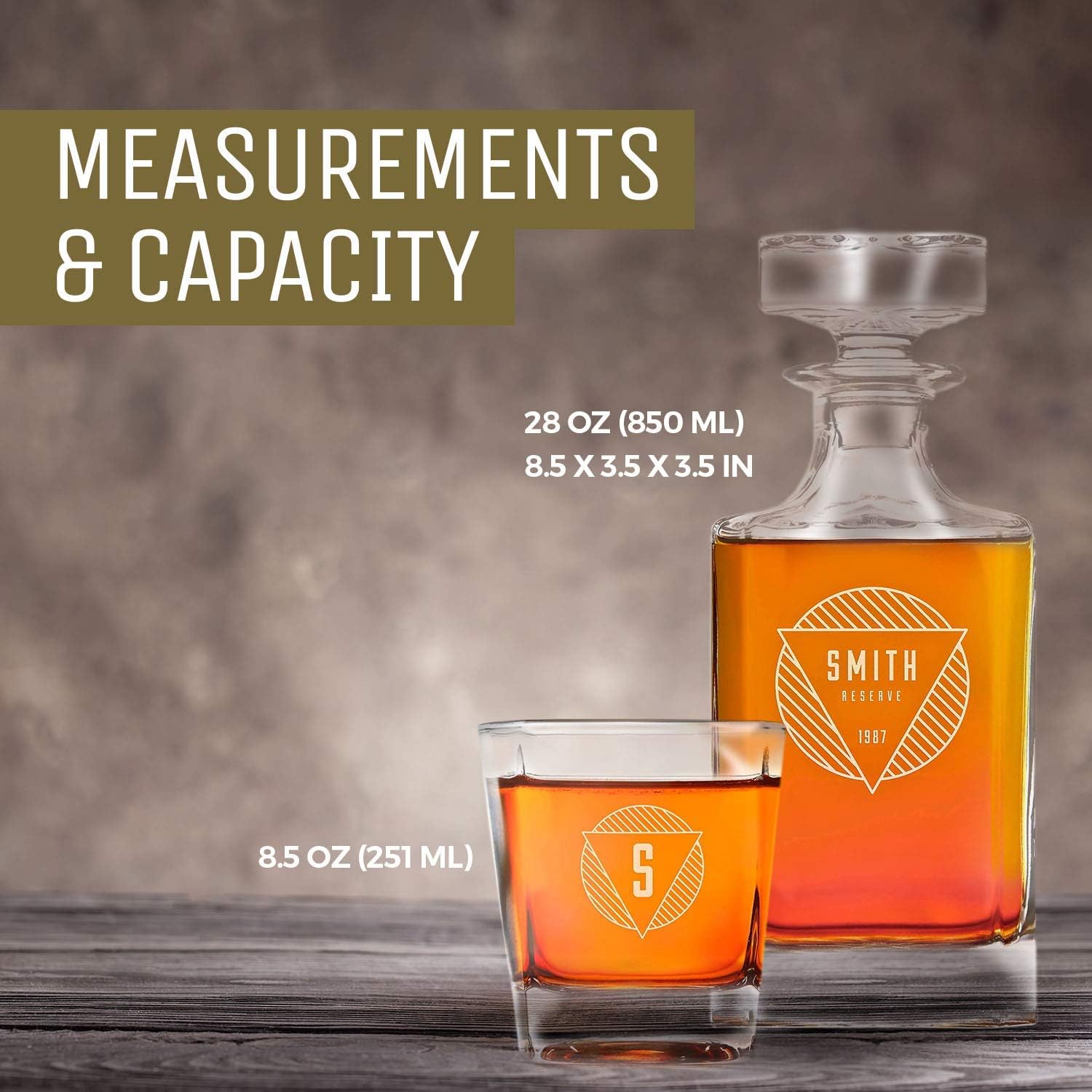 Buy Swanky Badger Personalized Whiskey Decanter & Whiskey Glasses Set