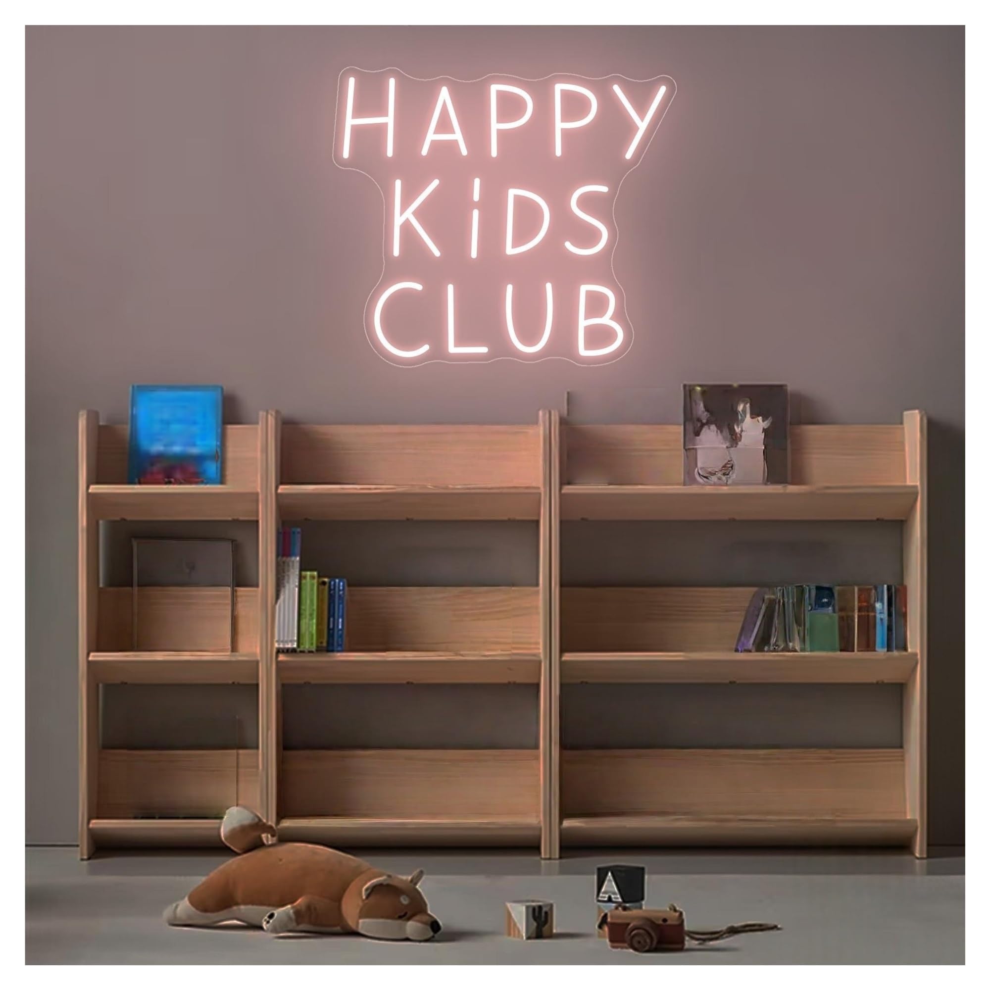 Shouxi A Sign Lamp Happy Kids Club Neon Sign Kid's Room Decor For Playroom Nursery Classroom Wall 36Cmx41cm(A)