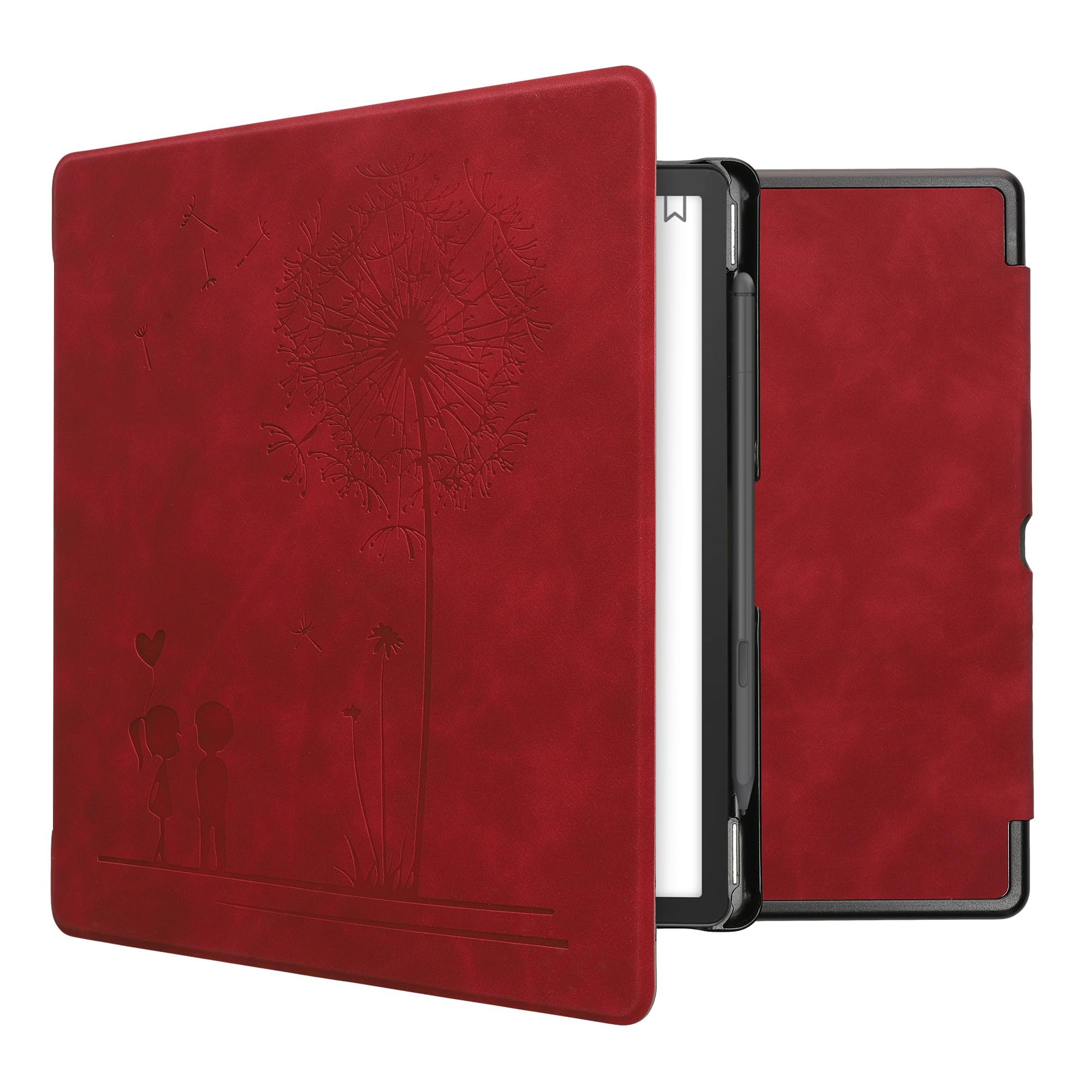 kwmobile e-reader hoesje compatibel met Kobo Aura Edition 2 - Magneetsluiting - Ereader case - Meisje met boeken in zwart/beige