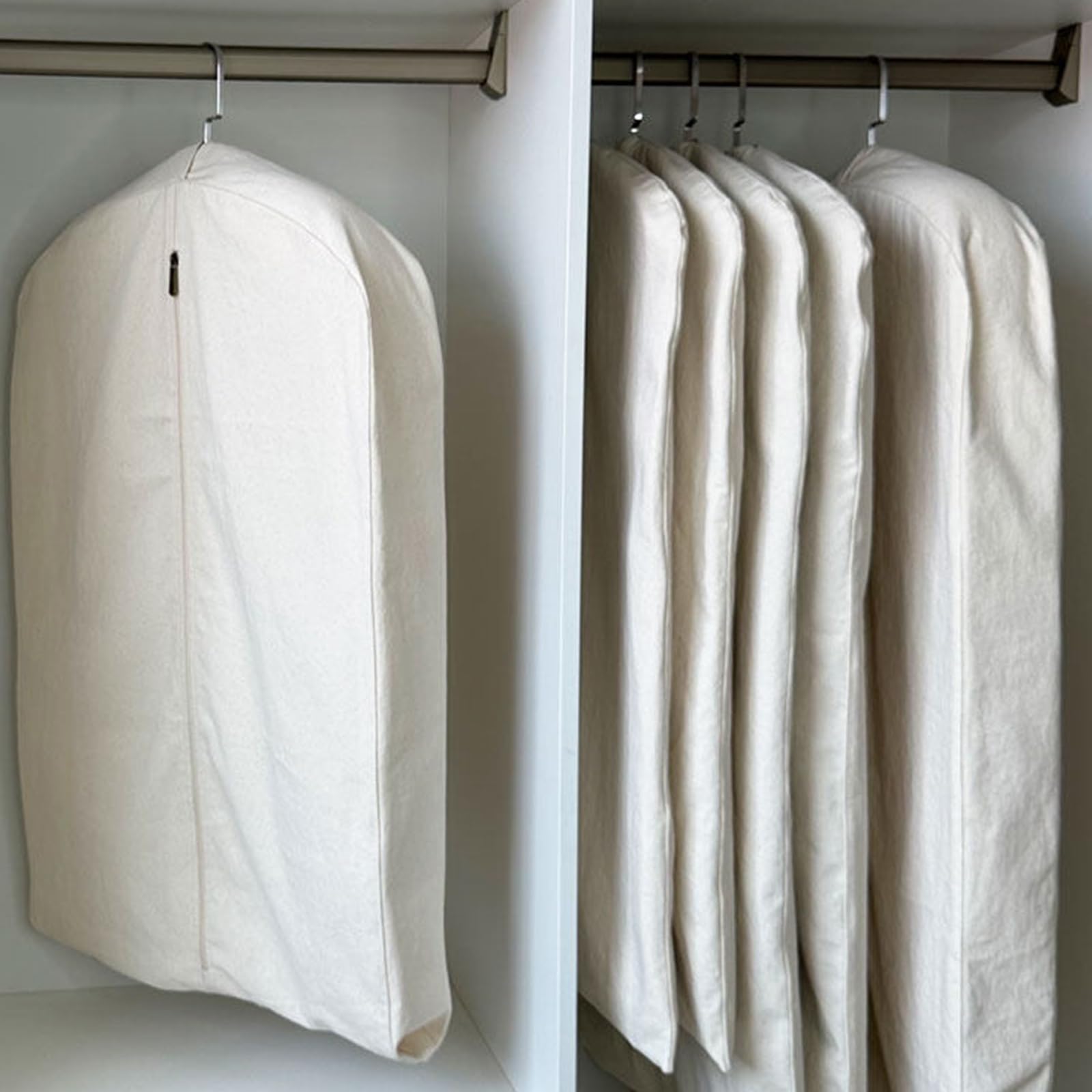 Funda Ropa Armario Algodón Bolsas Guardar Ropa Lavable con Cremallera para Ropa Abrigos Chaquetas Camisas