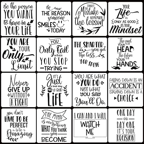 16 Pcs Inspirational Word Stencils, Quote & Phrase Sayings Templates,