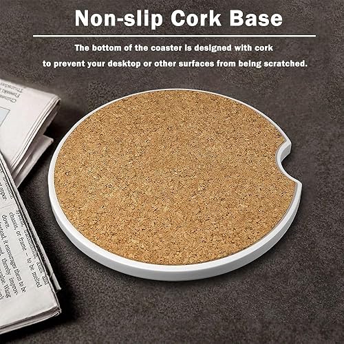 Miniatura 5 de Portavasos para automóvil, paquete de 2 posavasos universales antideslizantes para automóvil, posavasos Cerimac con muesca de dedo, bonitos