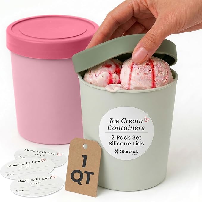 StarPack 'Freeze The Day' Homemade Ice Cream Containers (2-Pack, 1