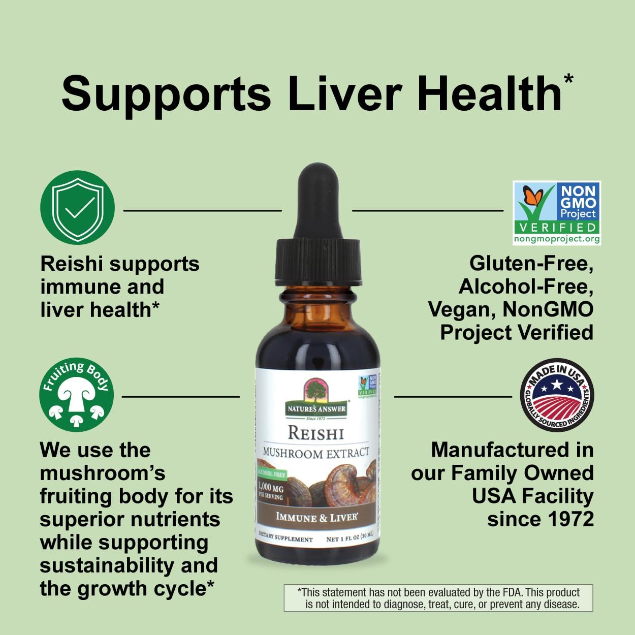 Nature's Answer Reishi, Mushroom Extract, Alcohol Free, 1 fl oz (30 ml) - Image 4