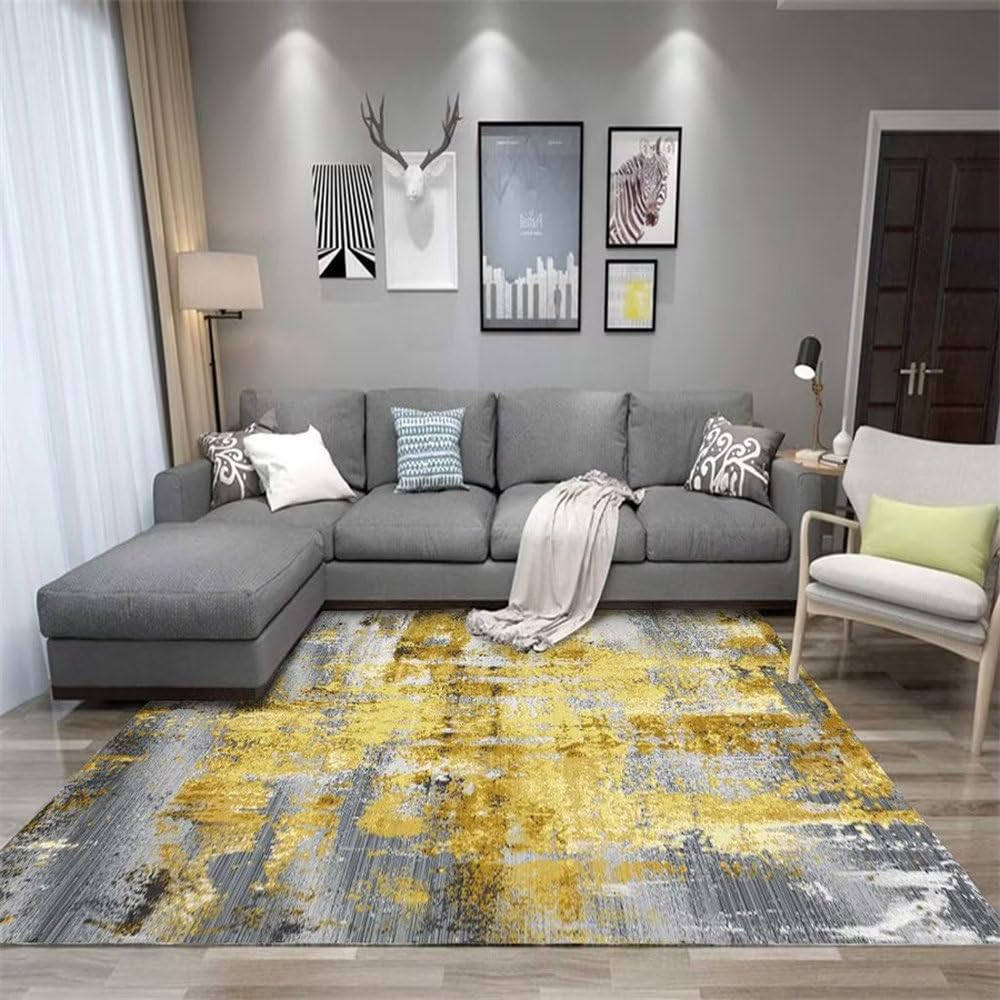 Tapis de salon abstrait flanelle grand tapis de sol table basse
