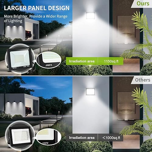 Miniatura 9 de Luces de inundación LED de 100 W para exteriores, luz de trabajo LED de 10000 lm con enchufe, luz blanca diurna de 6500 K, luces de seguridad