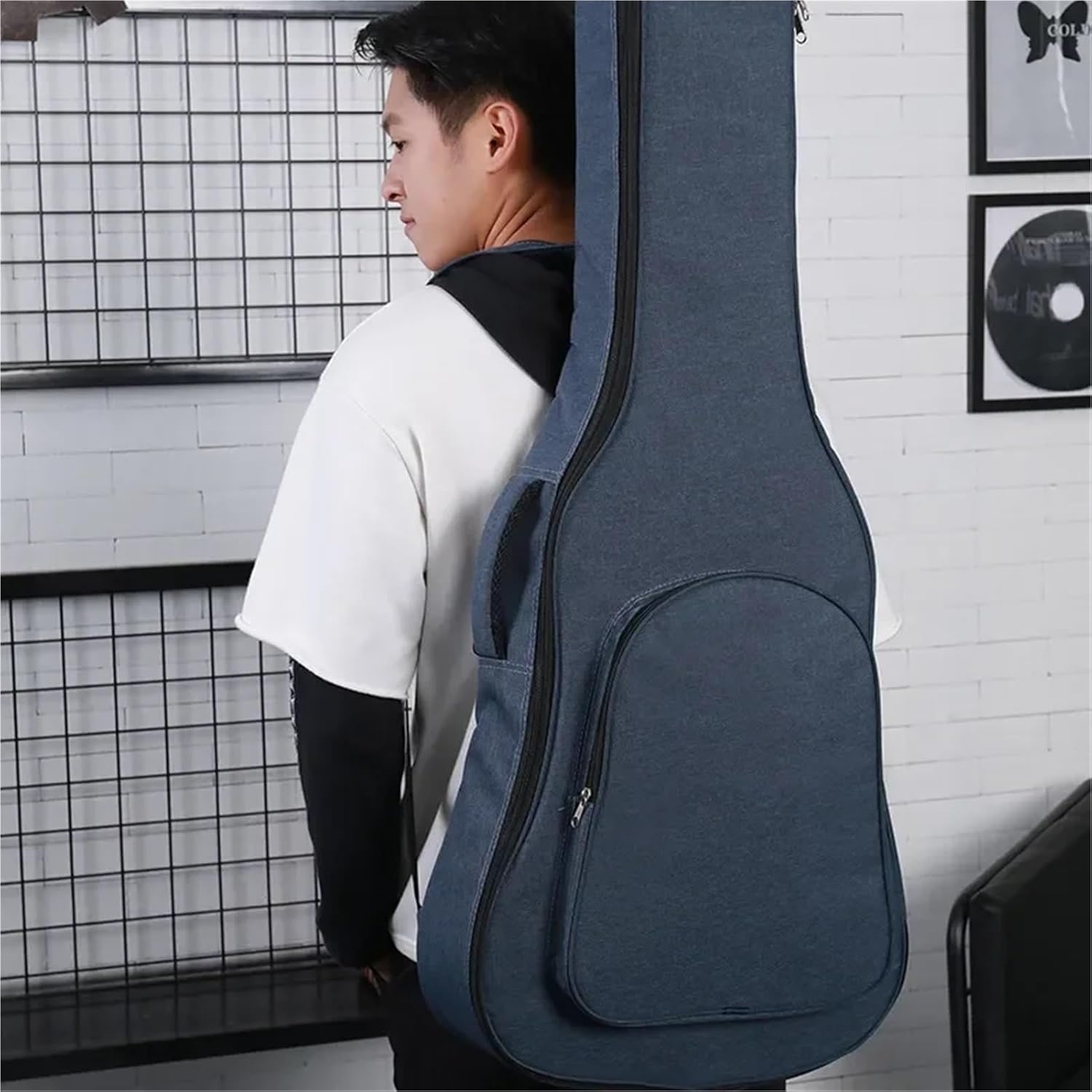 Guitar Bag 34-41" Inch Thicken Guitar Backpack Water Resistant Oxford Acoustic Electric Bass Bag Cover Case(Black Thicken 39in)