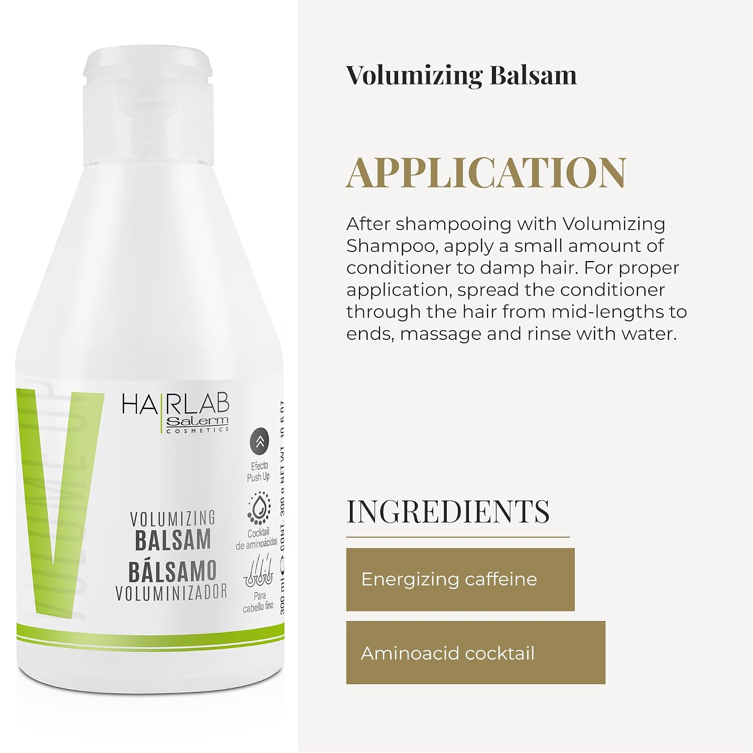 SALERM - Volume Conditioner - Volumizing Hair Lab - 300 ml - with Caffeine and Amino Acids - for Fine and Limp Hair - Adds Body and Volume to Hair - Paraben-Free