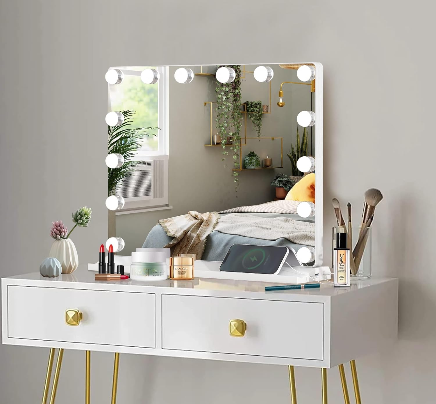 LOWIXI Hollywood 14 Bulb Makeup Mirror 20"X16", 3 Color