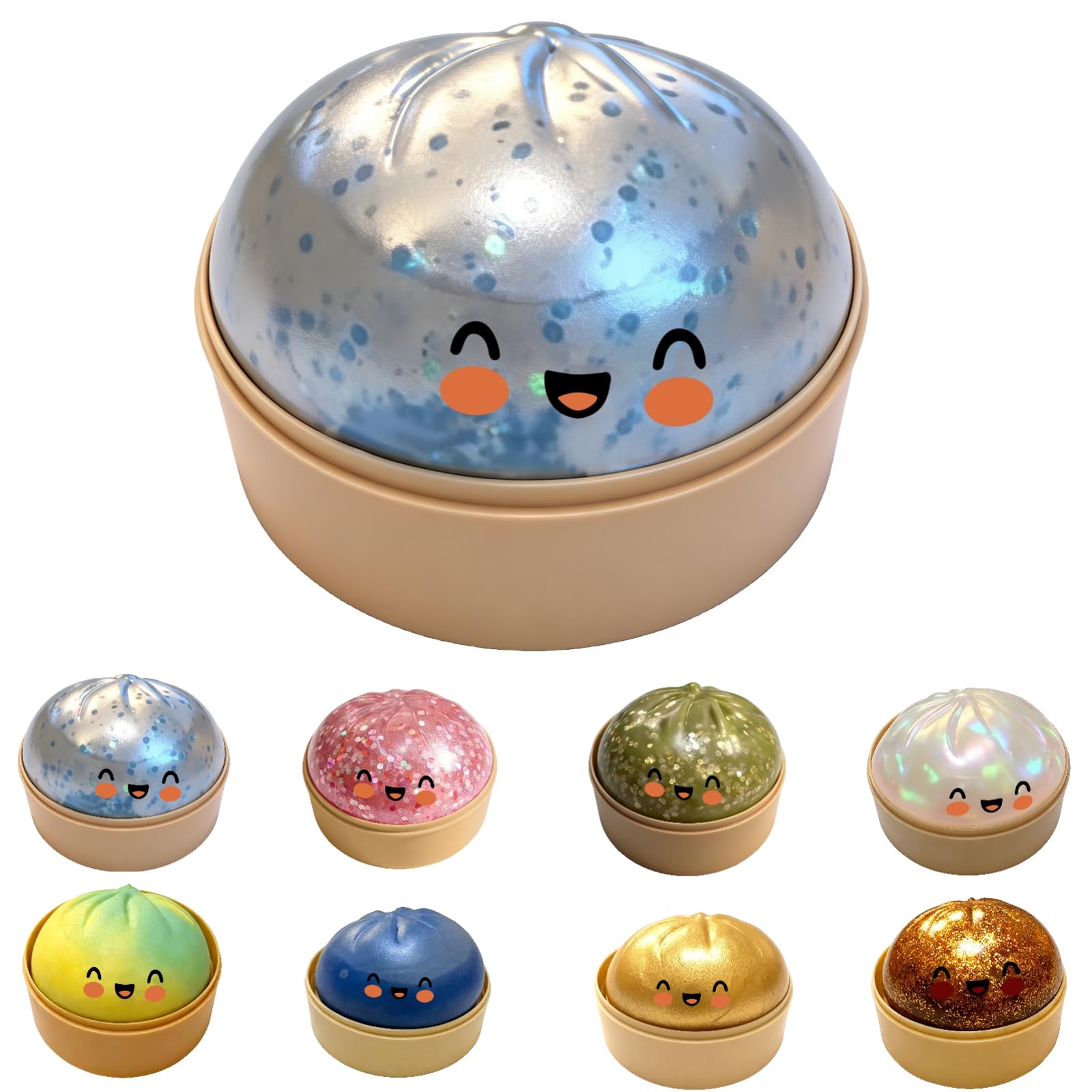 Glitter Dumpling Squeeze 2026 Toy Mystery Giant Dumplings Soft Dough Bun Bao Ball Stretchy Sensory Toy Stress Anxiety Relief Hand Fidgets For Kids Adults,Dd