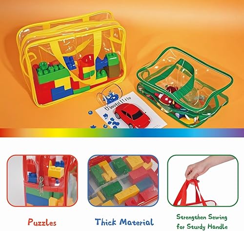 Miniatura 5 de Paquete de 6 bolsas grandes de almacenamiento de juguetes, bolsas organizadoras de juguetes con doble cremallera, reutilizables, a prueba de polvo,