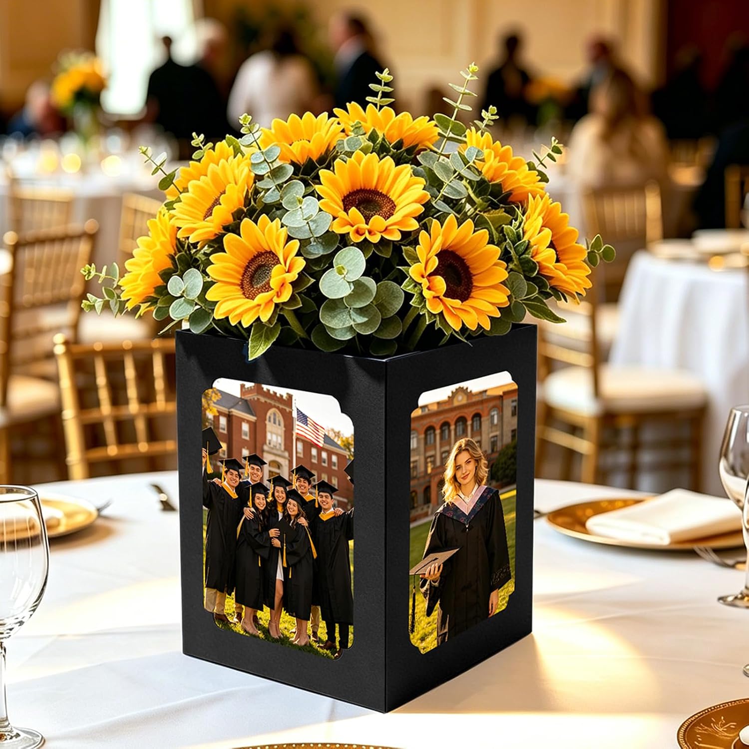 8PCS Graduation Photo Centerpieces For Table, 6x4/7x5 Inch Black Picture Display Box, Photo Display Props Frame Gift for Party Favors Wedding Birthday Graduation Table Decoration(Black) image 5