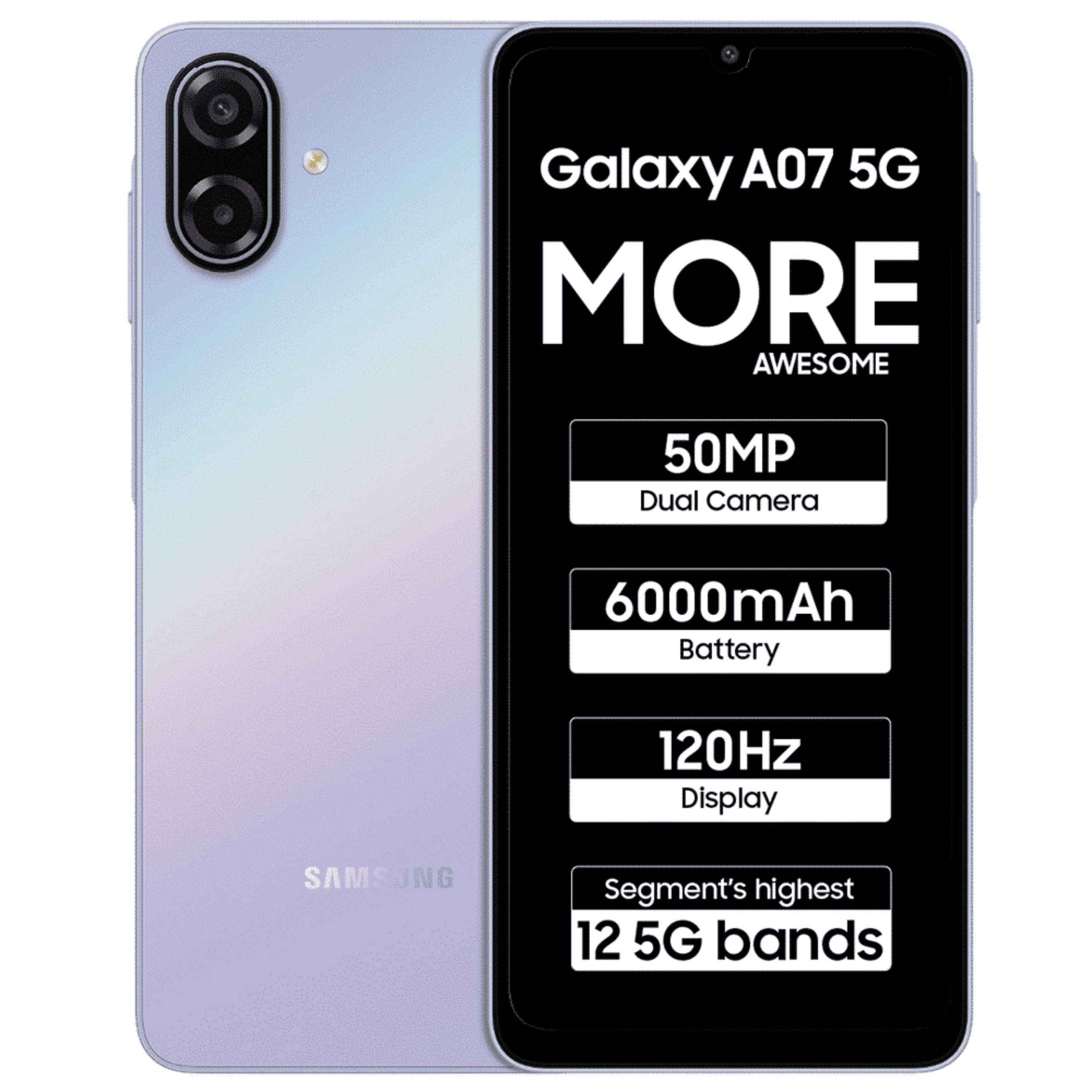 Samsung Galaxy A07 5G (Light Violet, 4GB RAM, 128GB Storage) | 6.7 inch HD+ 120Hz Display | MediaTek Dimensity 6300 | 50MP + 2MP Rear Camera | 6000 mAh Battery-image-24