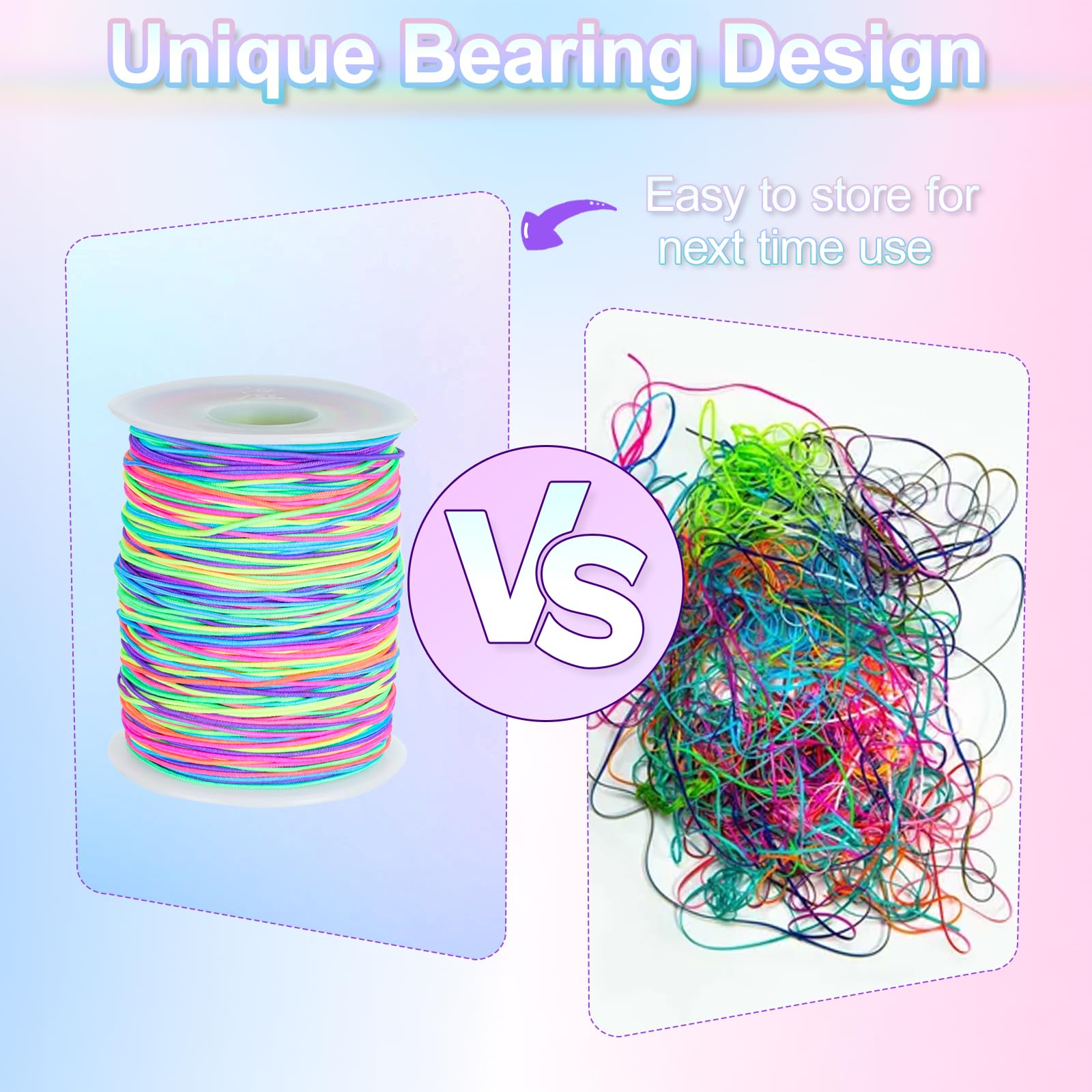 Filo Elastico Colorato Per Braccialetti Fai-da-Te – 1mm X 100m – Cordino Arcobaleno In Nylon Per Perline E Gioielli - 2