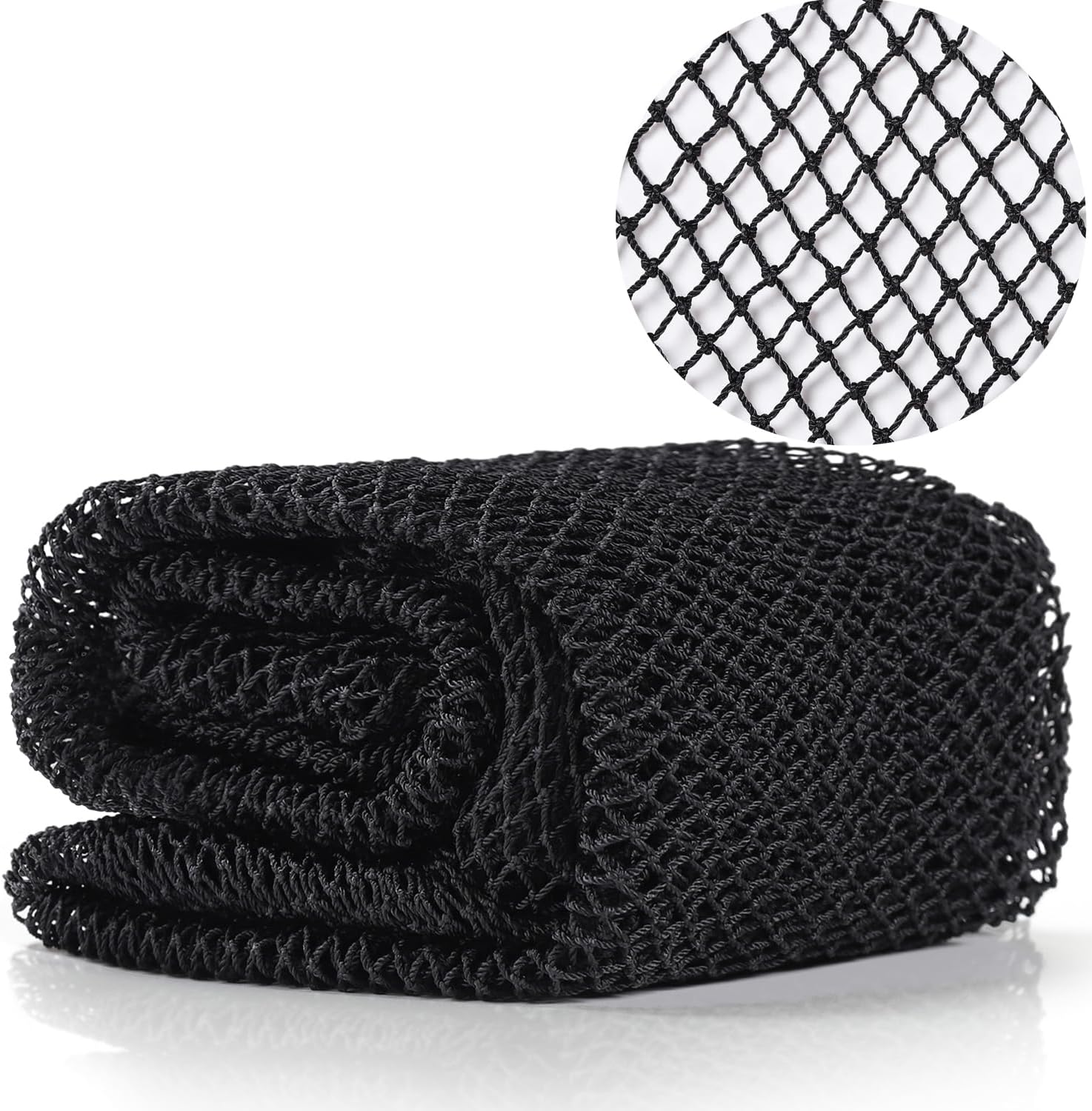 African Net Long Bath Net Sponge,JASSINS Bathing Body Exfoliating Shower Body Back Scrubber Skin Smoother,Stretch Length to 66 INCH (Black)