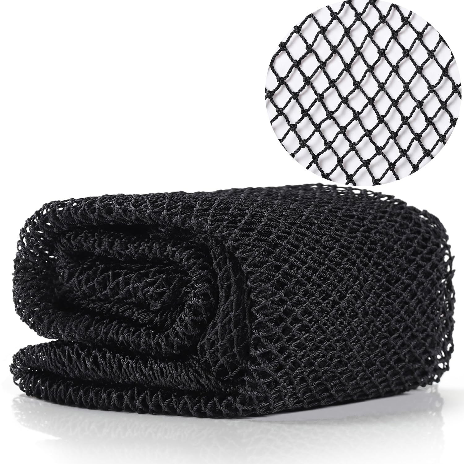 JASSINS African Net Long Bath Net Sponge, Bathing Body Exfoliating Shower Body Back Scrubber Skin Smoother,Stretch Length to 66 INCH (Black)