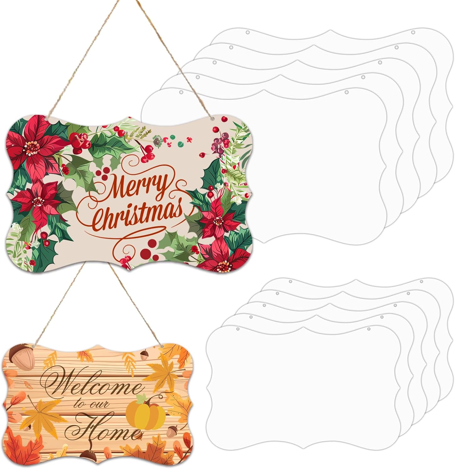 Leafcraft 6 Pack 10inch Sublimation Door Hanger Door Sign Rectangle Blanks Aluminum Double Side Printable Metal Wall Hanging Ornament for Heat Press, DIY Craft, Custom Plaque Decor (Wave Style)