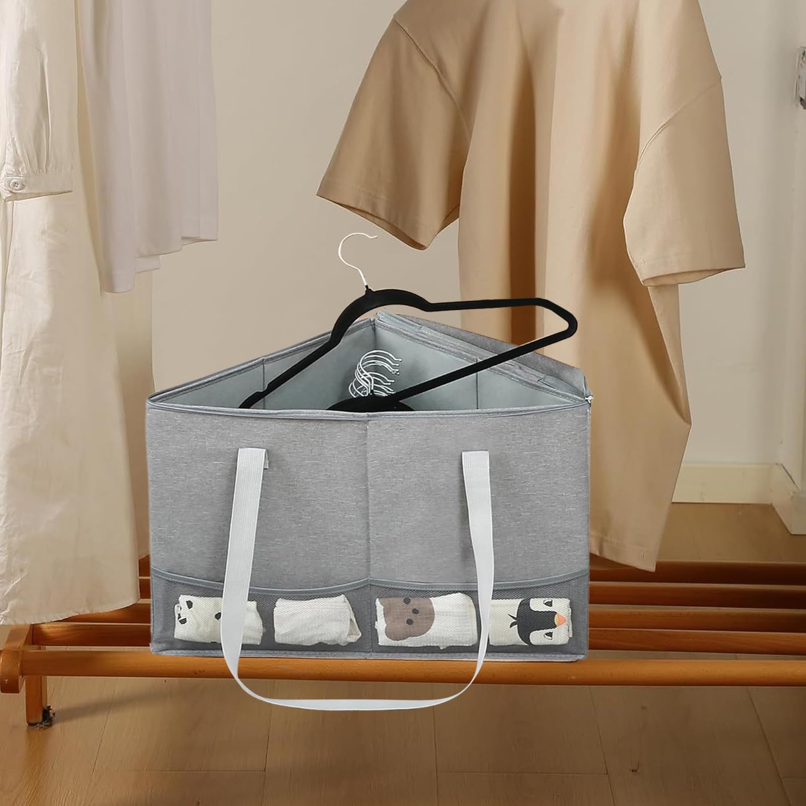 Bolsa Organizadora para Perchas Triangular Contenedor con Gran Capacidad | Soporte Triangular Para Perchas Para Armario Lavadero Ropero Dormitorio Hogar y Casa