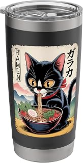 Funny Kawaii Anime Cat Manga Ramen Graphic Tee Japanese Stainless Steel Insulated Tumbler