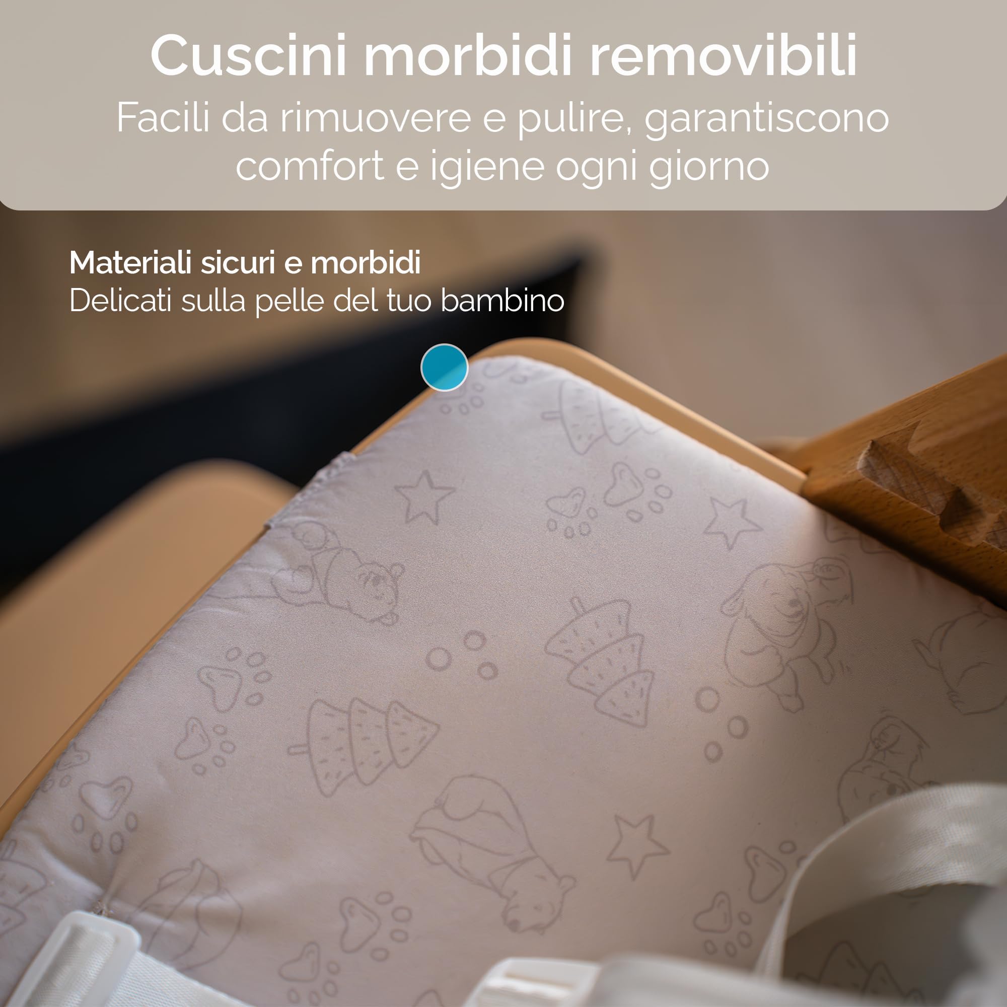 Drömmer Unique Seggiolone Pappa Evolutivo Pieghevole con Vassoio Doppio Rimovibile Seduta e Poggiapiedi Regolabili Cintura a 5 Punti Cuscino Sfoderabile Salvaspazio per Bambini Verde