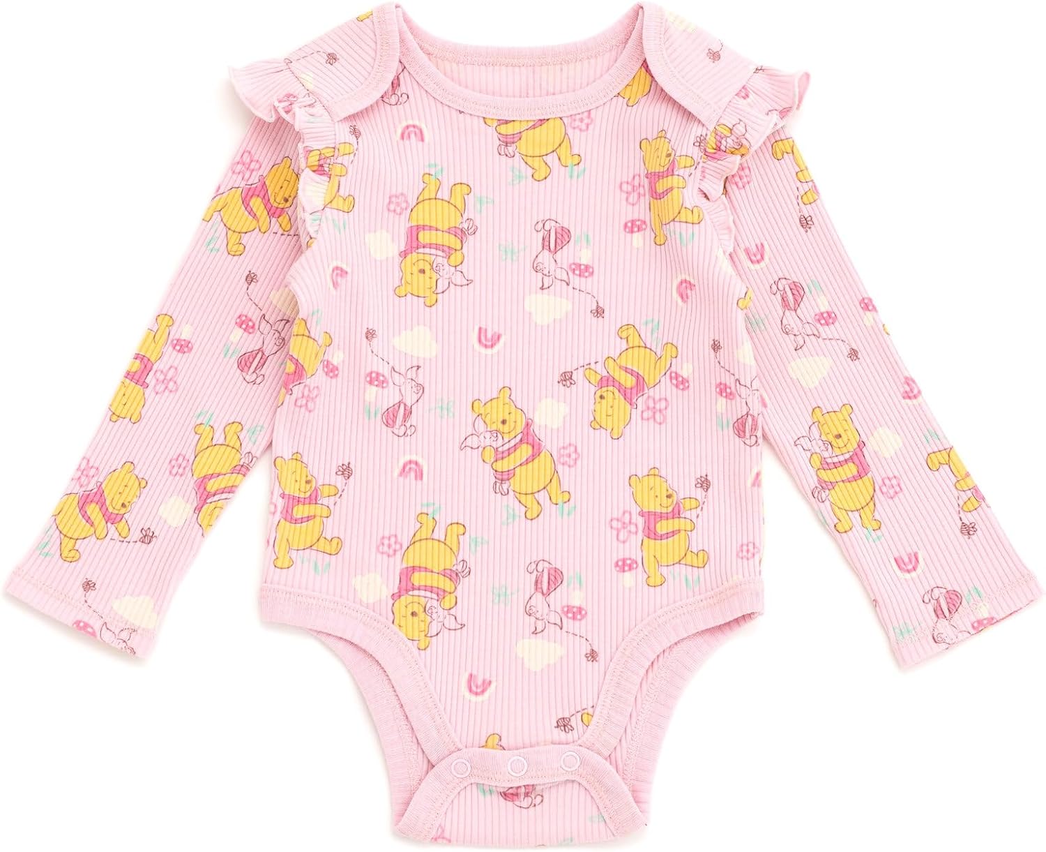 Disney Baby Girls Ribbed Bodysuit, Jogger Pants & Headband 3 Piece Outfit Set Newborn to Infant Sizes (Newborn - 24 Months) - Image 4