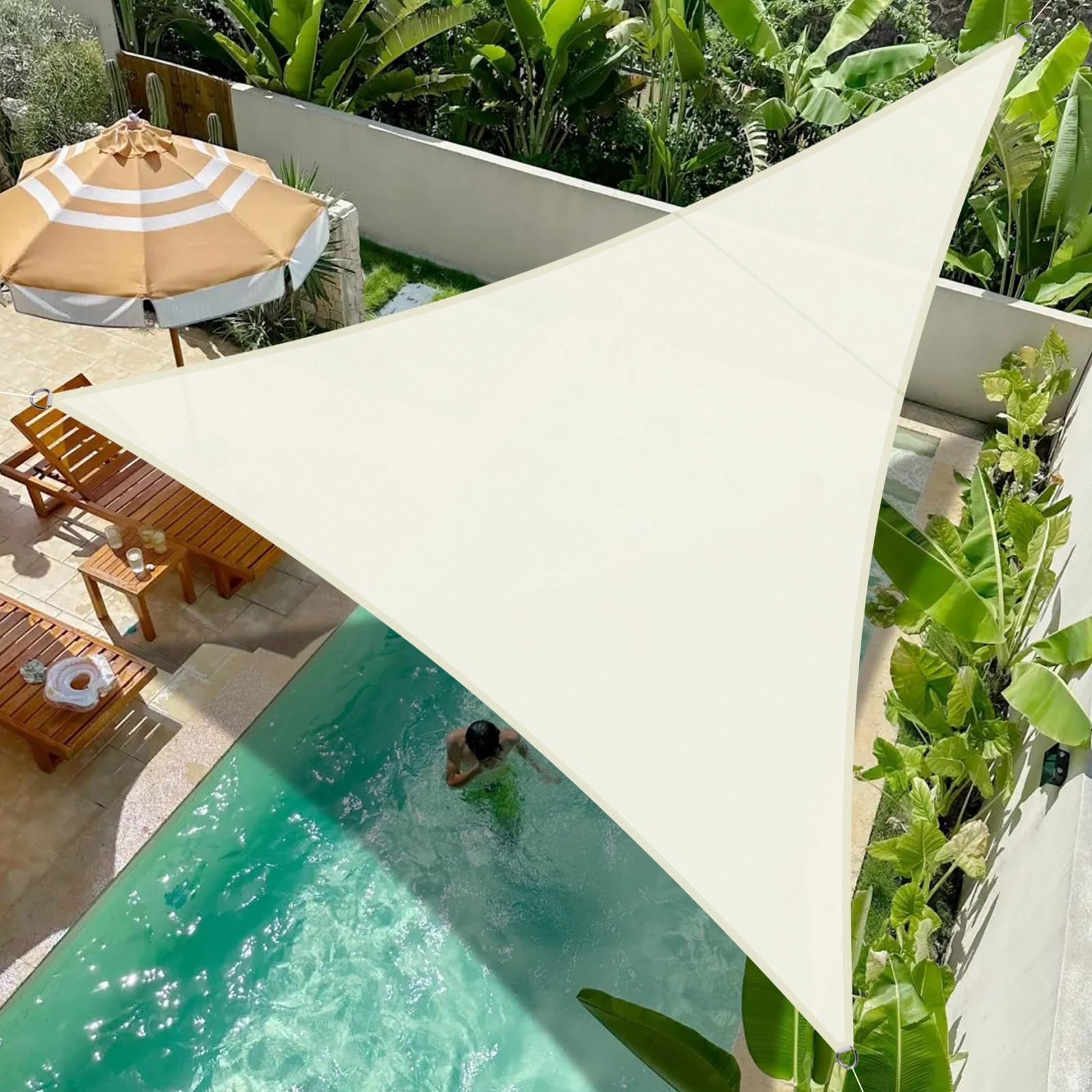 Cool Area Toldo Vela de Sombra Impermeable Rectangular 2.5x4m Protección UV PES Toldos para Patio Exterior Jardín Terraza-Arena — view 54