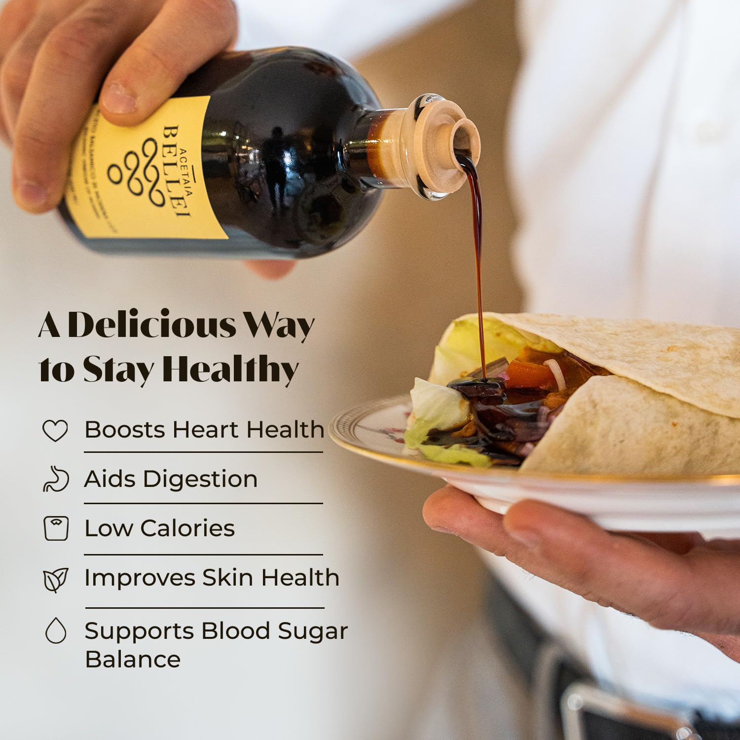 Acetaia Bellei Aged Balsamic Vinegar of Modena - Italian Aceto Balsamico di Modena IGP Certified, Product from Italy, Sweet & Sour, Perfect for Seafood, Salads, Fruit, and Cheese, Precious Yellow 1.24 - 250ml