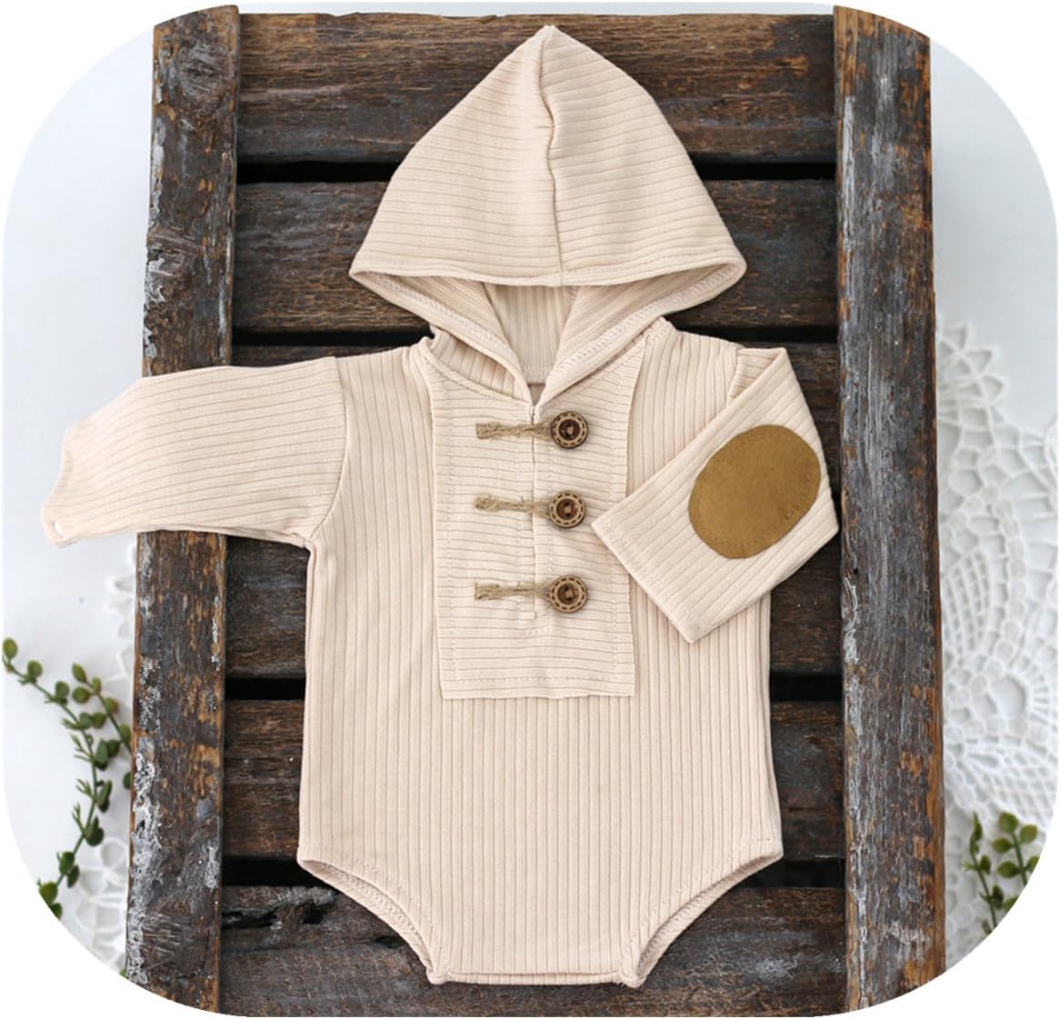 Vemonllas Newborn Photography Baby Props Outfit Boy Photo Romper Overall for Photoshoot Pictures Long sleeved Bodysuit