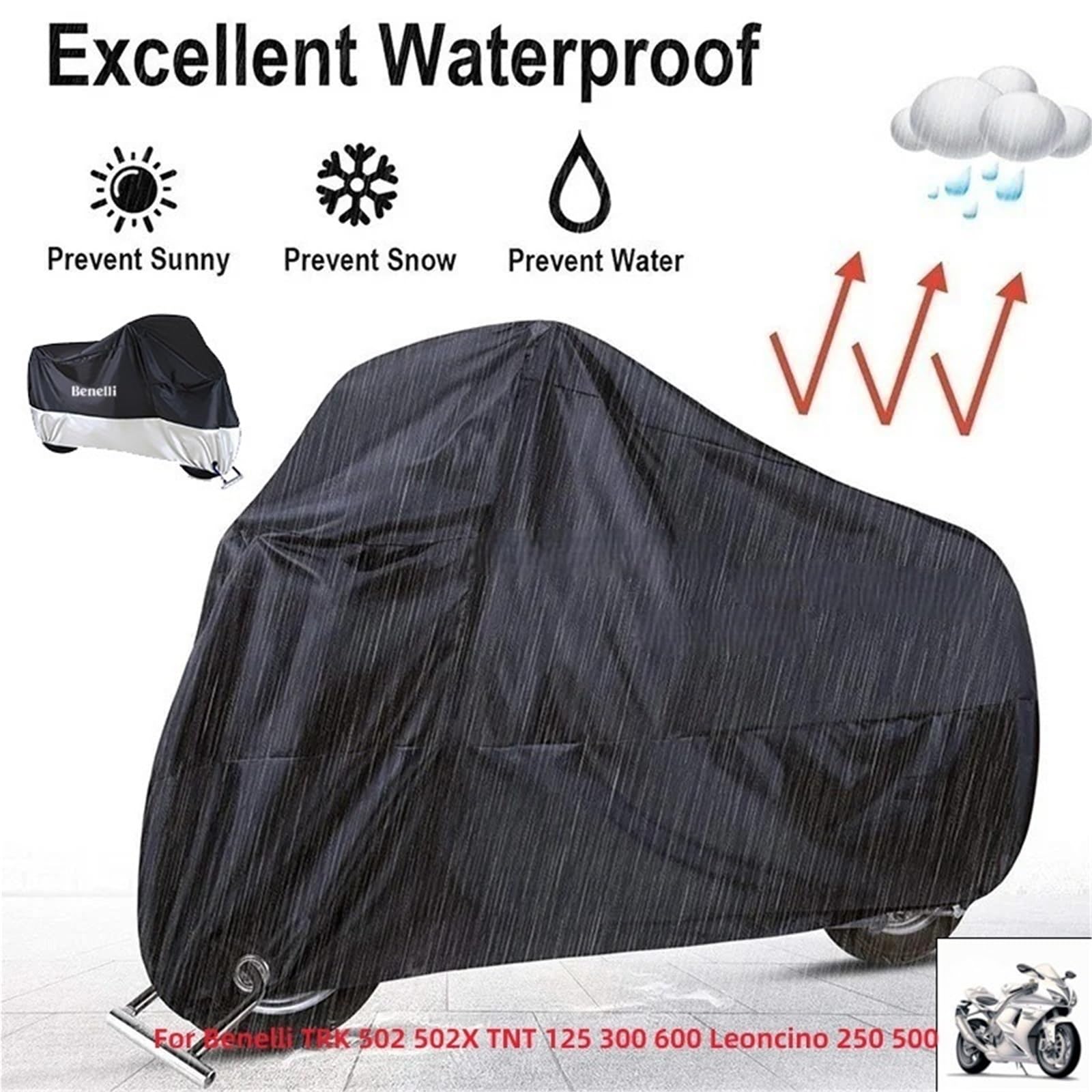 For Benelli TRK 502 502X TNT 125 300 600 Leoncino 250 500 Motorcycle Cover Outdoor Uv Protector Dust-proof Rain Covers(Black,2XL for 200cm)
