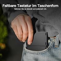 Vobafe Bluetooth Összecsukható Billentyűzet Touchpaddal, Hordozható Vezeték Nélküli Mini Billentyűzet QWERTZ - 2-black 6