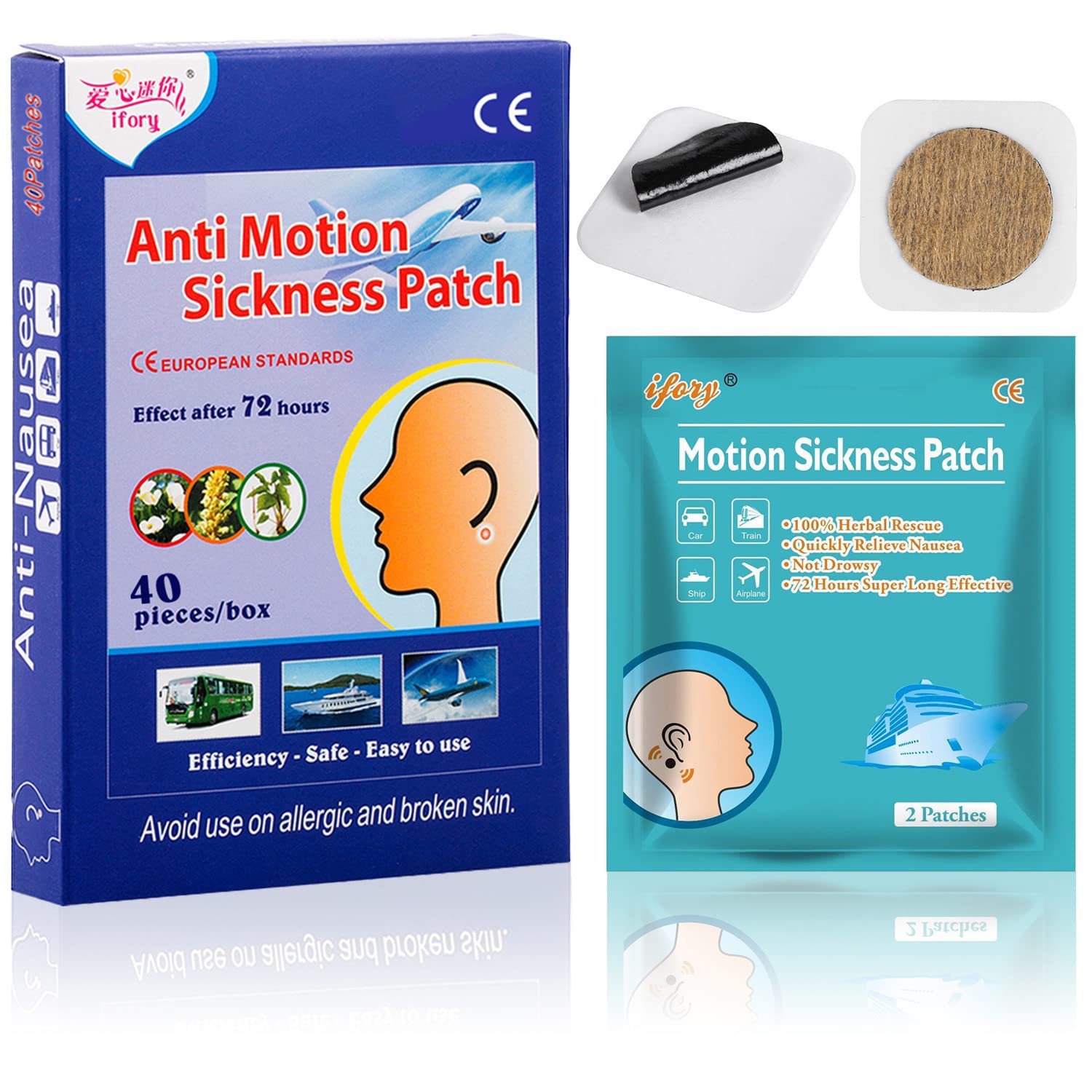 Buy ifory 40 Count Motion Sickness Patches, Sea Scikness Patch Non