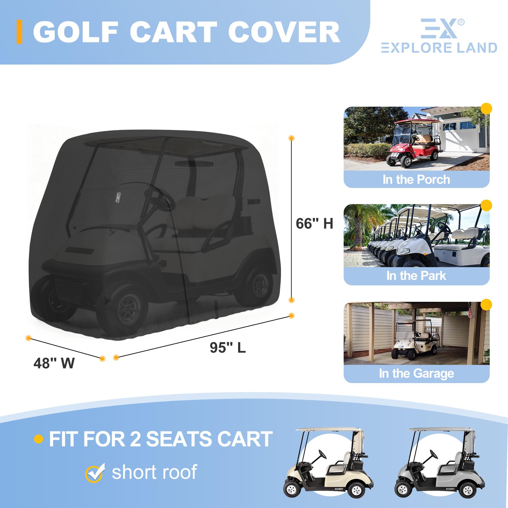 Explore Land Funda impermeable para carrito de golf 600D