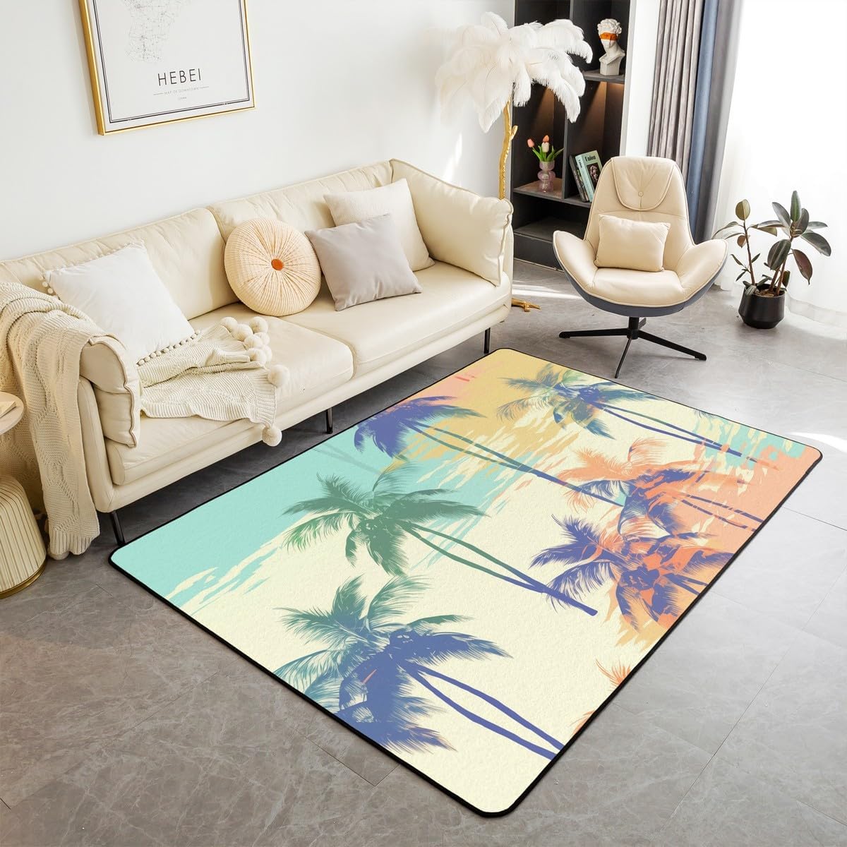 Erosebridal Seahorse Area Rug 5x7,Cartoon Seahorse Couple Rug for Kids Teens,Underwater World Carpet,Coastal Creature Decorative Washable Rug,Marine Life Sea Anmials Indoor Floor Mat,Non Slip