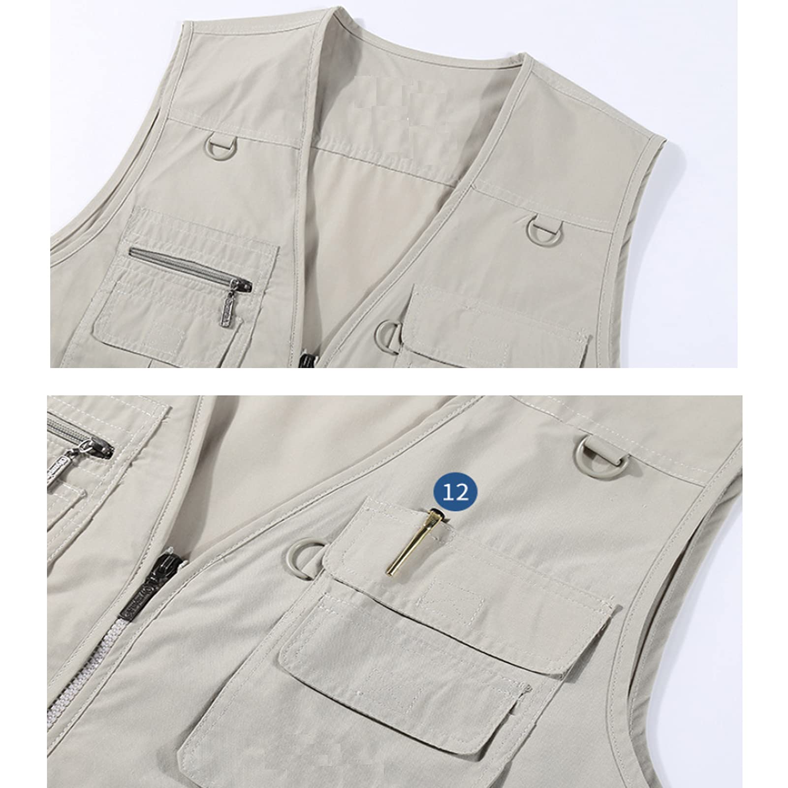 001-XL 001-XL Gilet de pêche en coton 16 poches