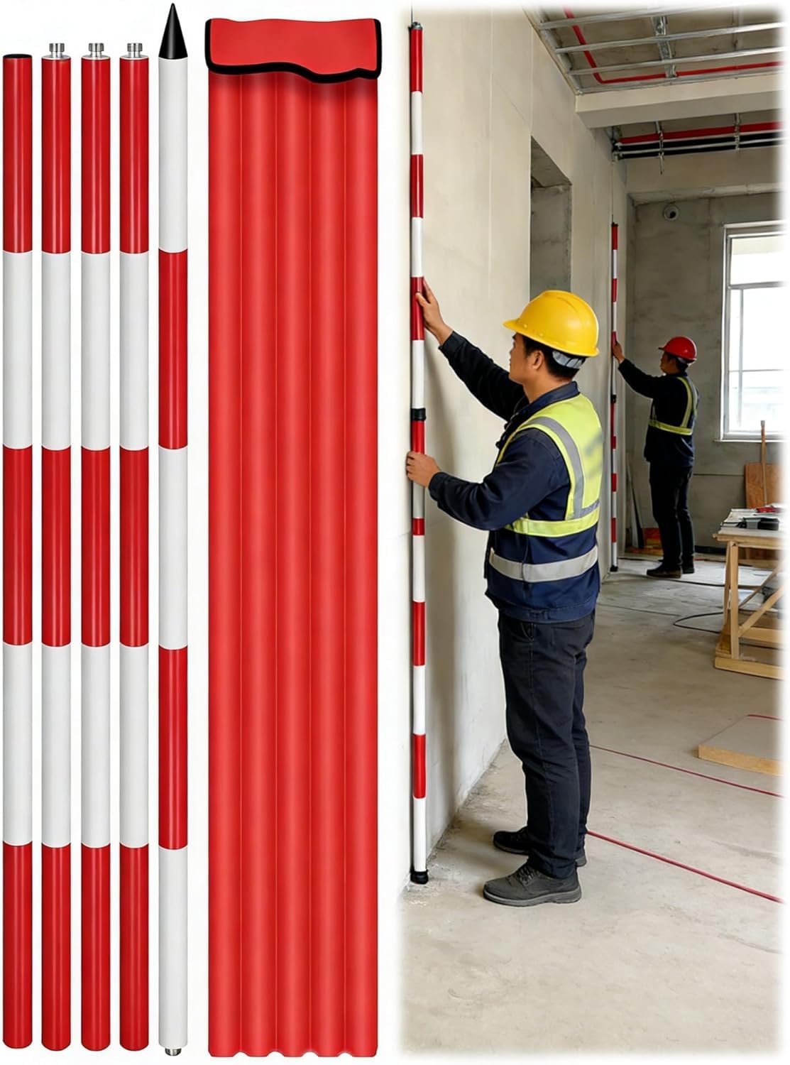 Postes topográficos de aluminio de 500 cm con grosor reforzado para ingeniería estructural