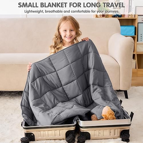 Miniatura 7 de yescool - Manta con peso de 7 libras, manta de regazo con peso refrescante, mantas pesadas grises para dormir, manta con peso de regalo para 60-80