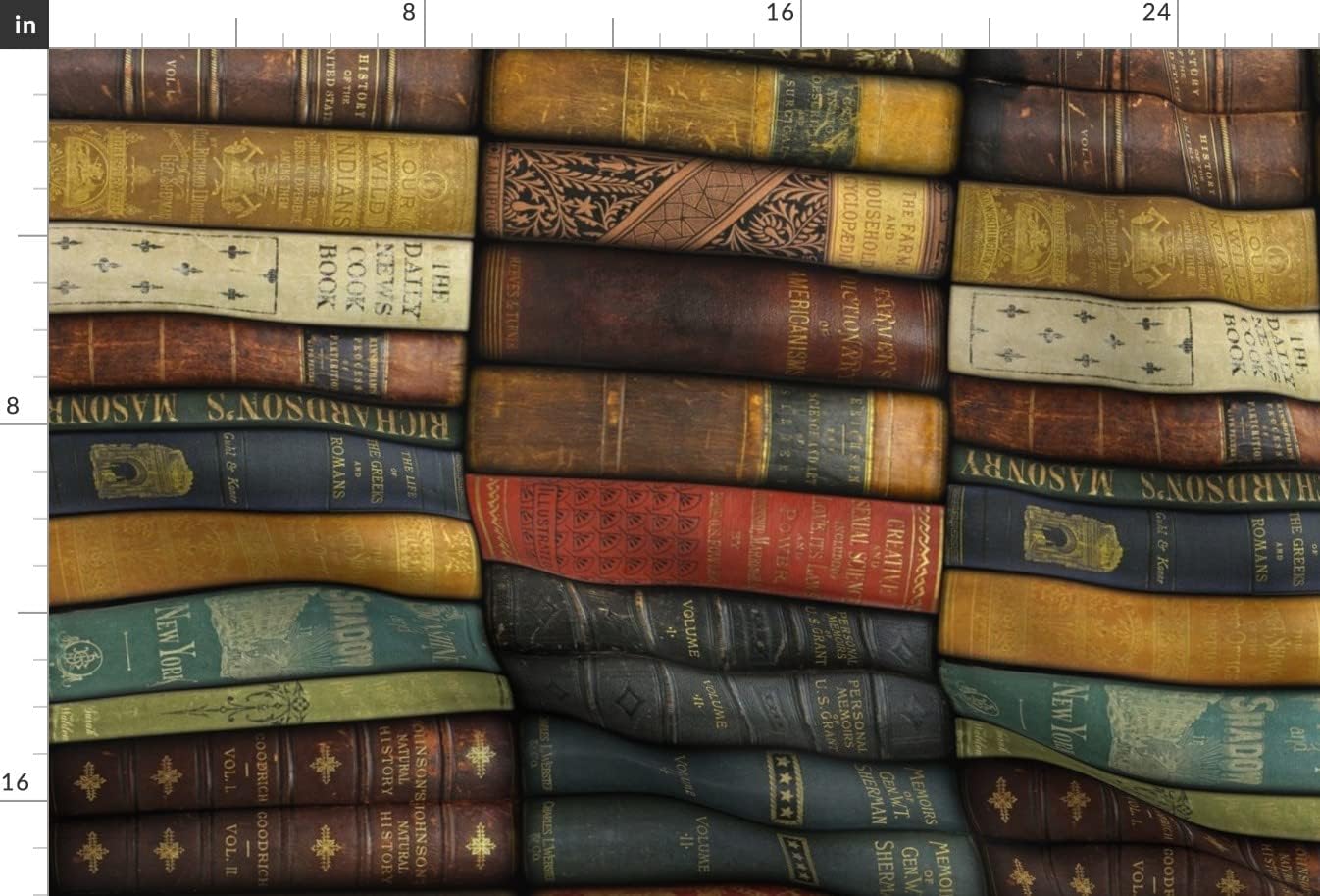 Spoonflower Fabric - Library Vertical Books Book Shelves Fancy Victorian Vintage Printed on Minky Fabric by The Yard - Sewing Baby Blankets Quilt Backing Plush