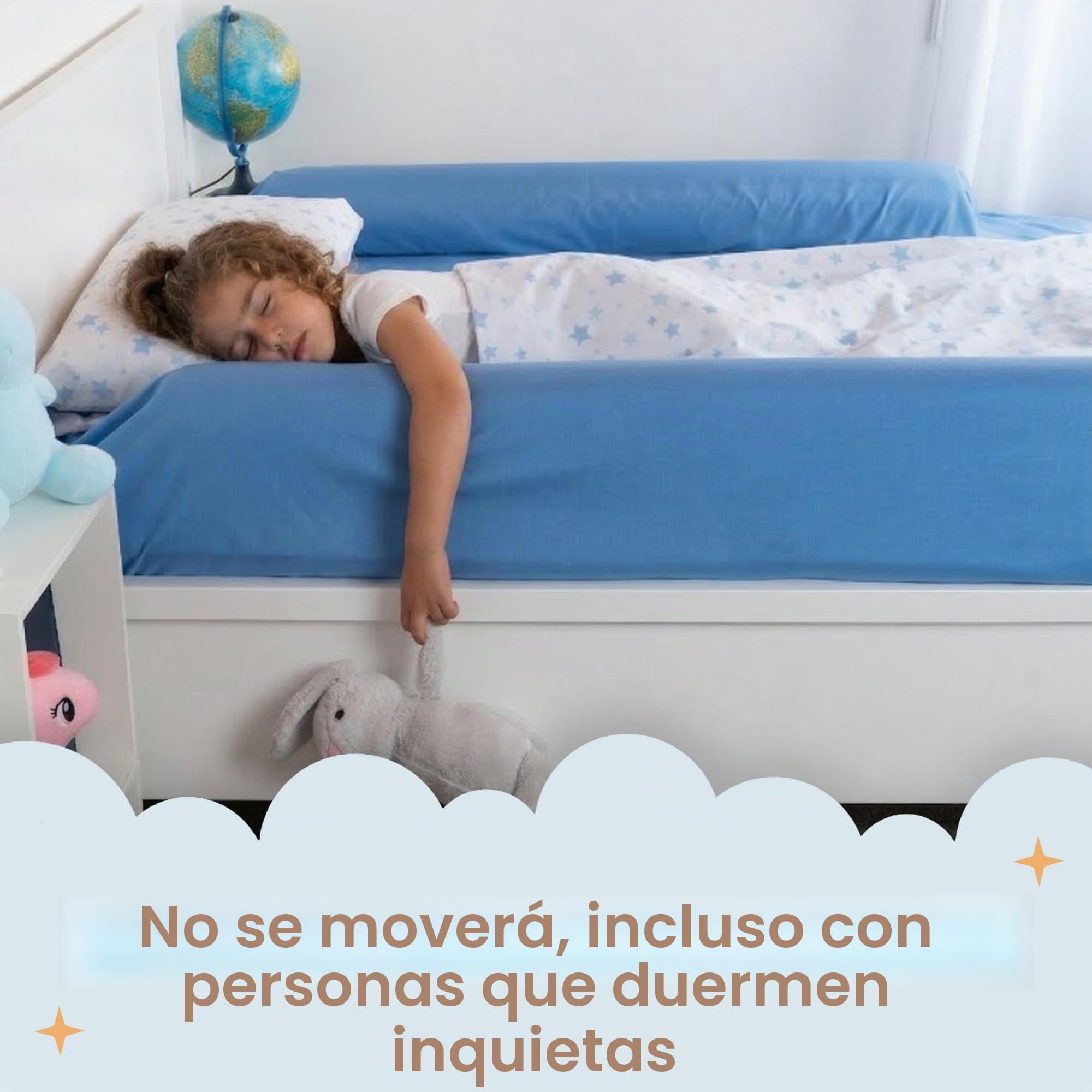 2-Unit de Barreras de Cama Inflables para Niños Pequeños - Barreras de Viaje Seguras - Protector de Cama para Niños - Barreras Inflables para Camas Individuales, Matrimoniales, Queen y King Size