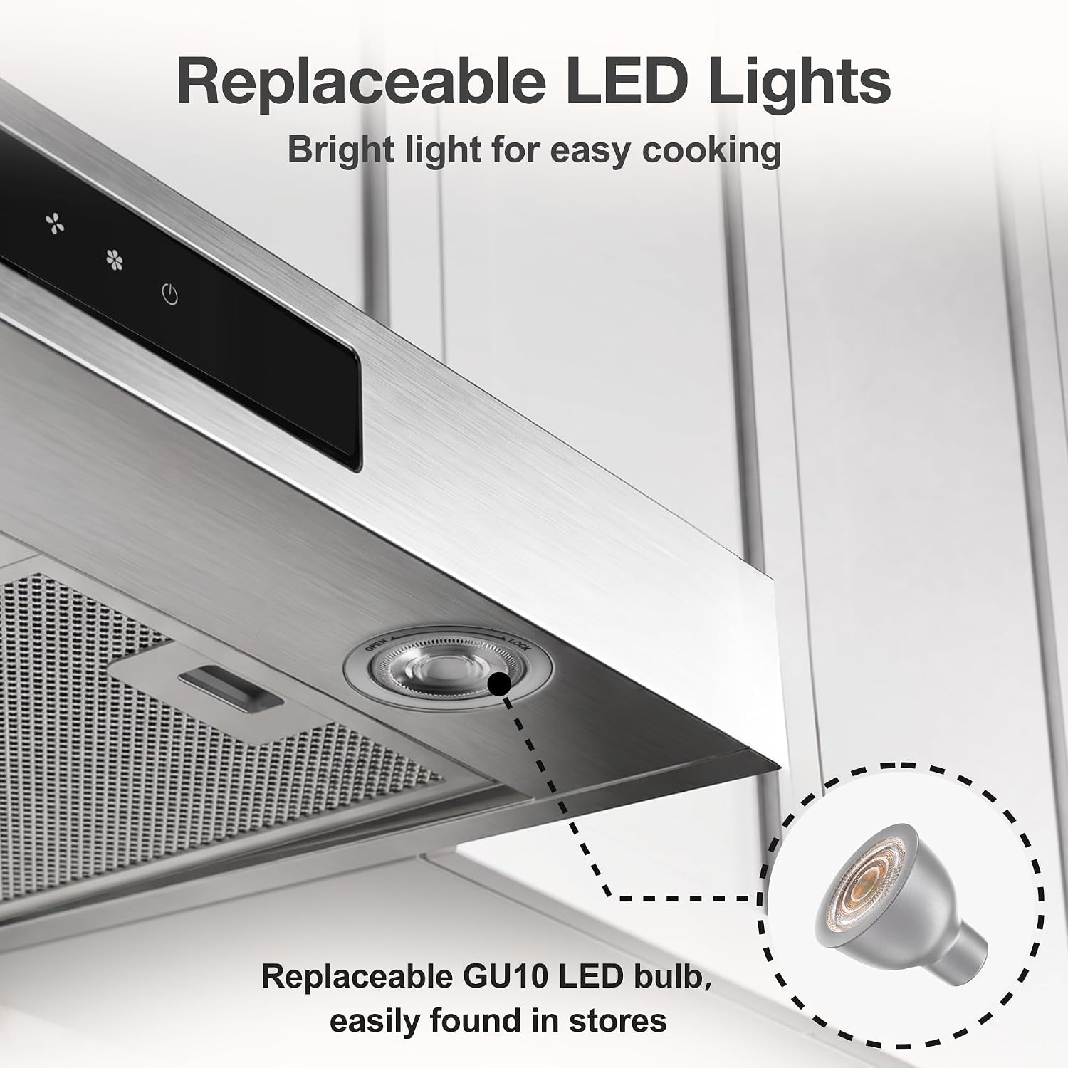 Range Hood 30 Inch 900 CFM, Under Cabinet Ducted Kitchen Hood, 304 Stainless Steel, Dual Motor, Easy Clean Filters, LED Lighting, Touch Control, Stove Vent Hood For Kitchen U21HS