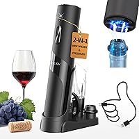 Circle Joy 7-in-1 Rechargeable Electric Wine Opener Set - Vacuum Pump, Charging Dock, Foil Cutter, Aerator Pourer & Stoppers for Wine Lovers