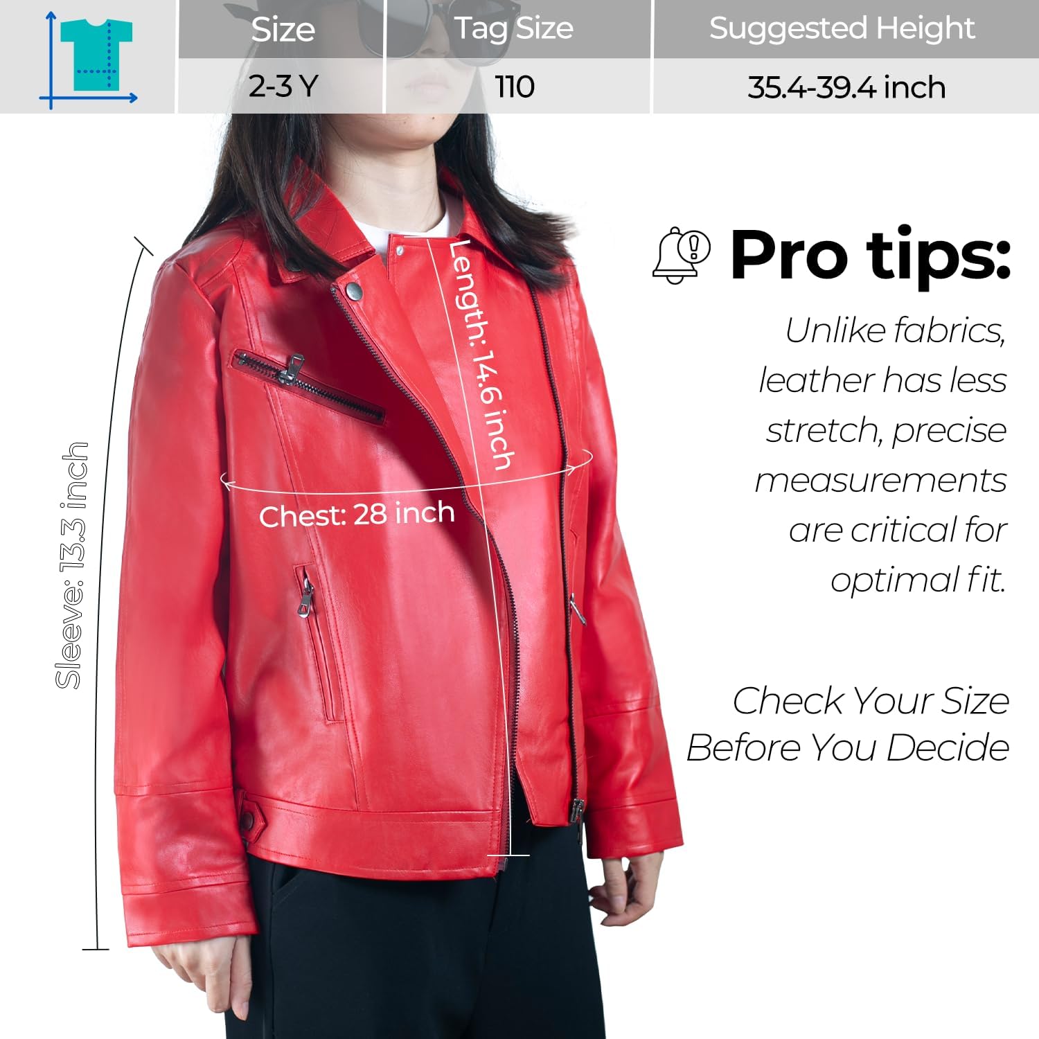 Elife Girls Fashion PU Leather Motorcycle Jacket Children's Outerwear Slim Coat 2-12 Years - Image 2