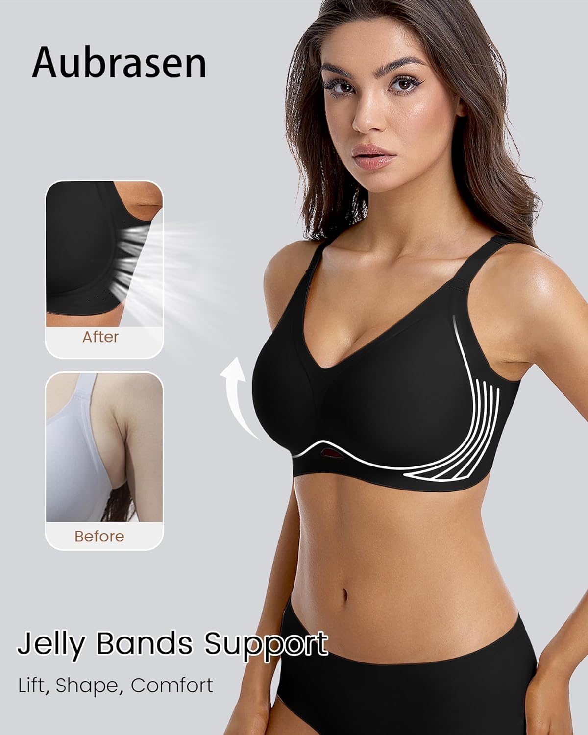 Wireless Jelly Bras for Women No Underwire Push Up Bralette Breathable Soft Comfortable T-Shirt Bra Everyday Wear - Image 2