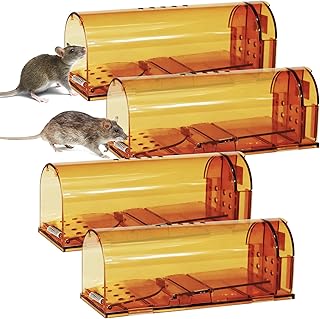 CCHKFEI Humane Mouse Trap, Live Catch and Release Mice Catcher, No Kill Small Snap Traps That Work for Small Rodent/Voles/Hamsters/Moles Catcher, Indoors Outdoors (4 Pack)