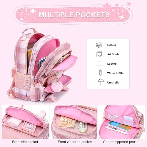 Miniatura 3 de KEBEIXUAN Mochila para niñas - Bonita mochila escolar con muchos bolsillos para estudiantes de primaria, duradera y funcional Mochila Escolares