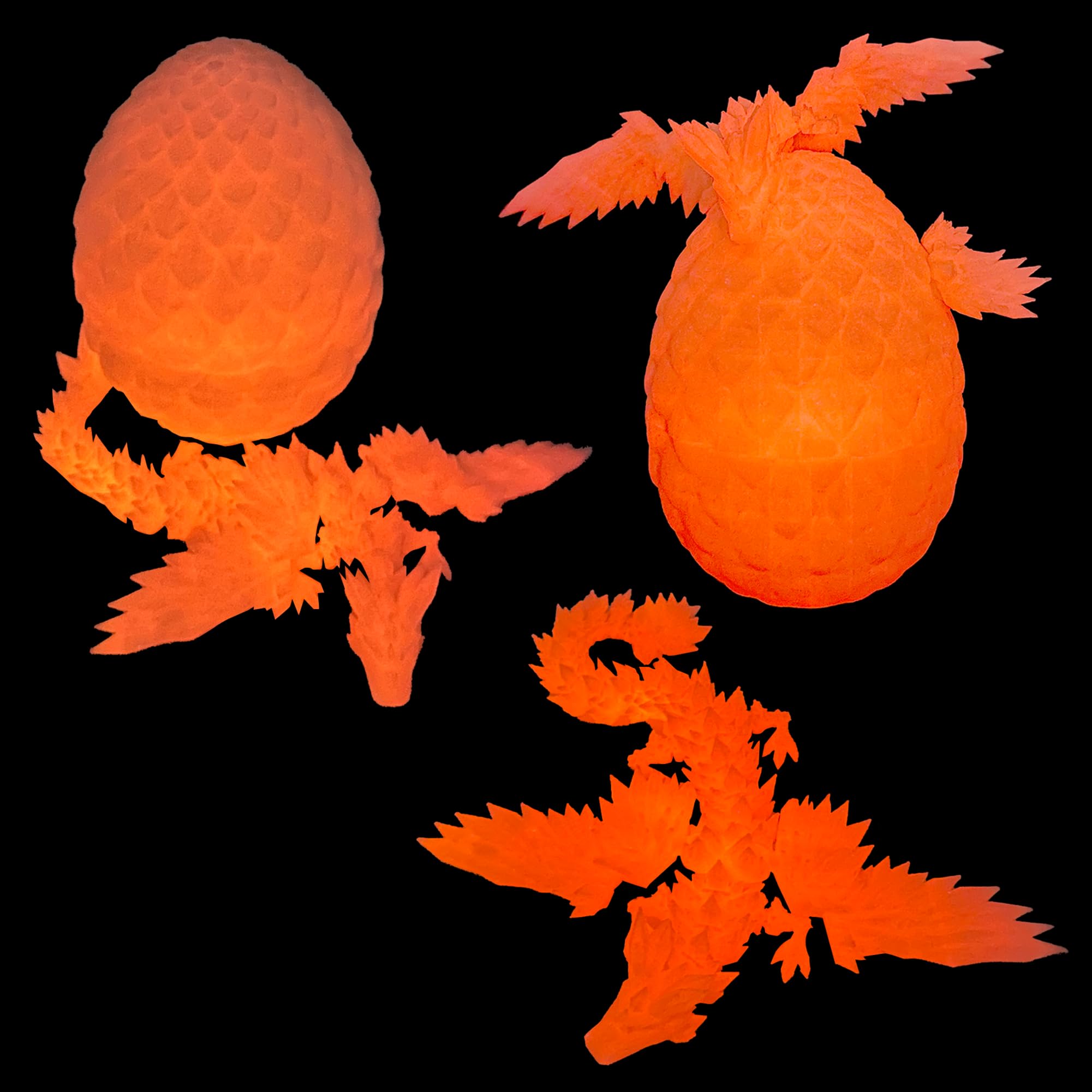 Flavery 3D Printed Flying Dragon in Egg - 9" Flexible Winged Crystal Dragon Inside, Cool Fidget Toy, Birthday Gift, Desk Pet Figure, Easter Egg,