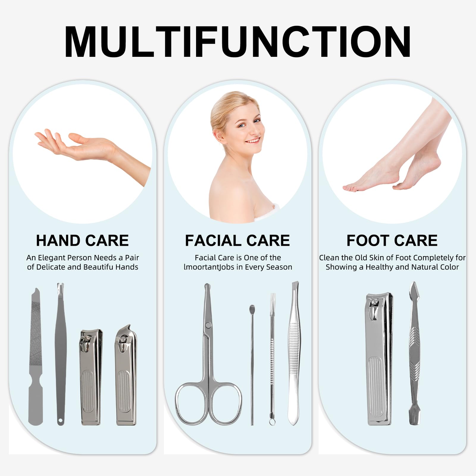 Juego de cortaúñas de acero inoxidable de alta calidad, kit de aseo de viaje, 10 herramientas de manicura/pedicura con estuche de poliuretano, ideas de regalo (C-Negro) 6