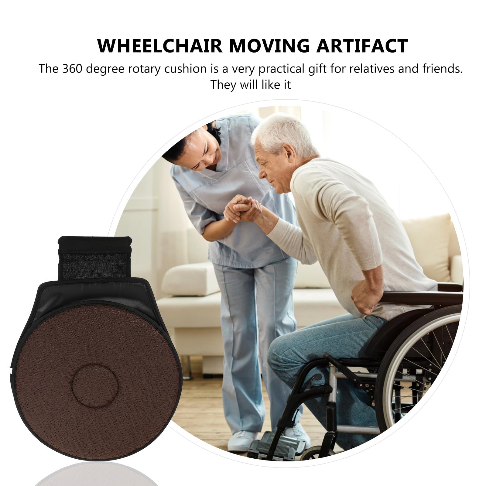 Healvian Cojín Giratorio para Asiento de Coche 360 Grados de Algodón Lavable para Movilidad de Mayores y Embarazadas Uso Interior Automotor Verano Práctico y Cómodo