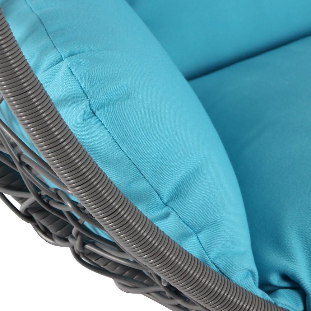 Hanging Chair Deep Seat Cushion Set Included Headrest and Armrest - Outdoor Porch Backyard Patio Hammock Swing Furniture Replacement Cushions (Blue)