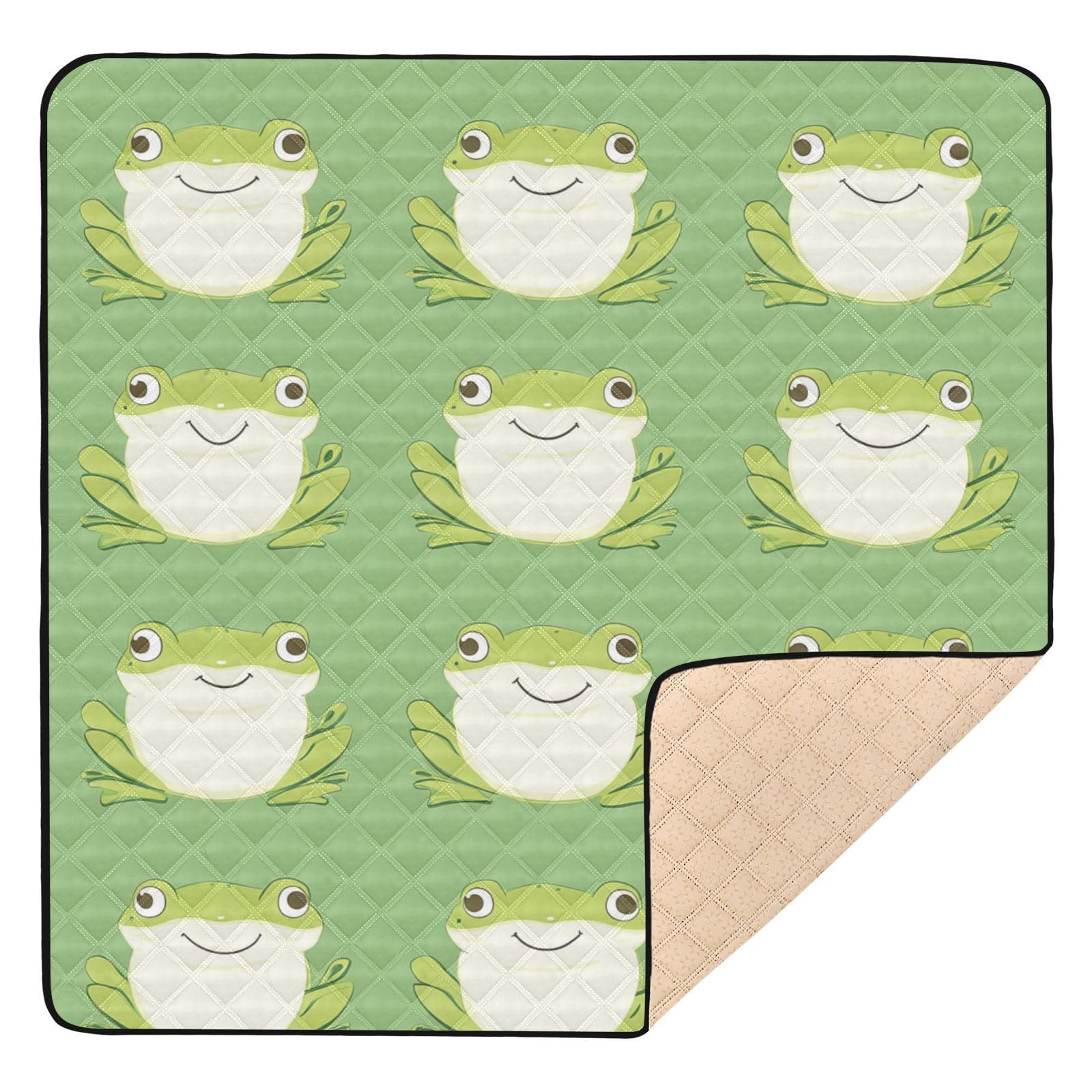 Kigai Cute Frogs Baby Play Mat for Floor and Playpen 50x50 inch Non-Slip Baby Activity Playmat Waterproof Foldable Crawling Mat for Infants Toddlers